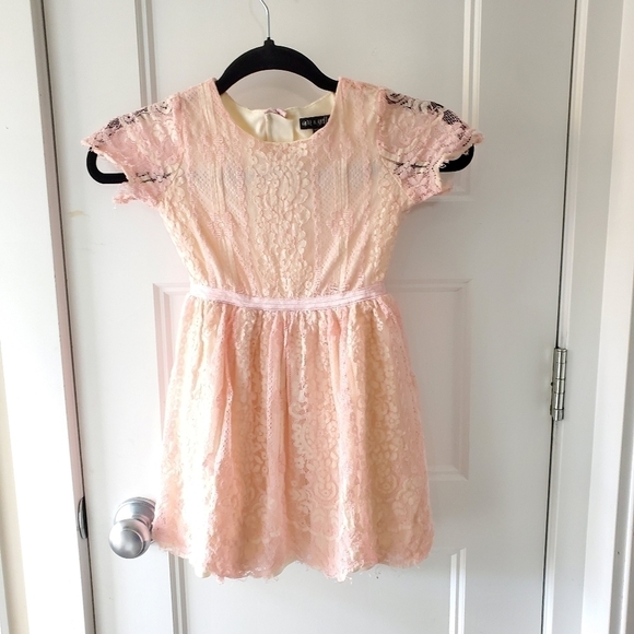 Embroidered Peach Pink Toddler Dress - Picture 4 of 11